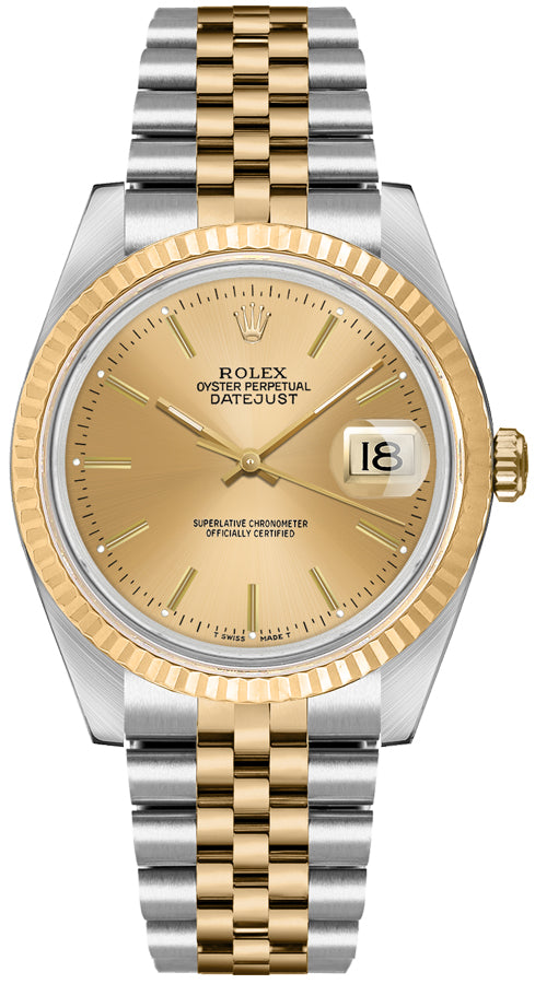 Rolex Datejust 36 Champagne Dial Unisex Watch 16233