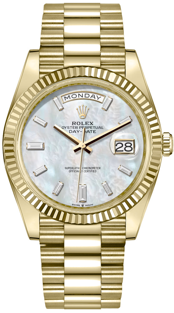 Rolex Day-Date 40 White Mother of Pearl Dial Men's Watch 228238-0071