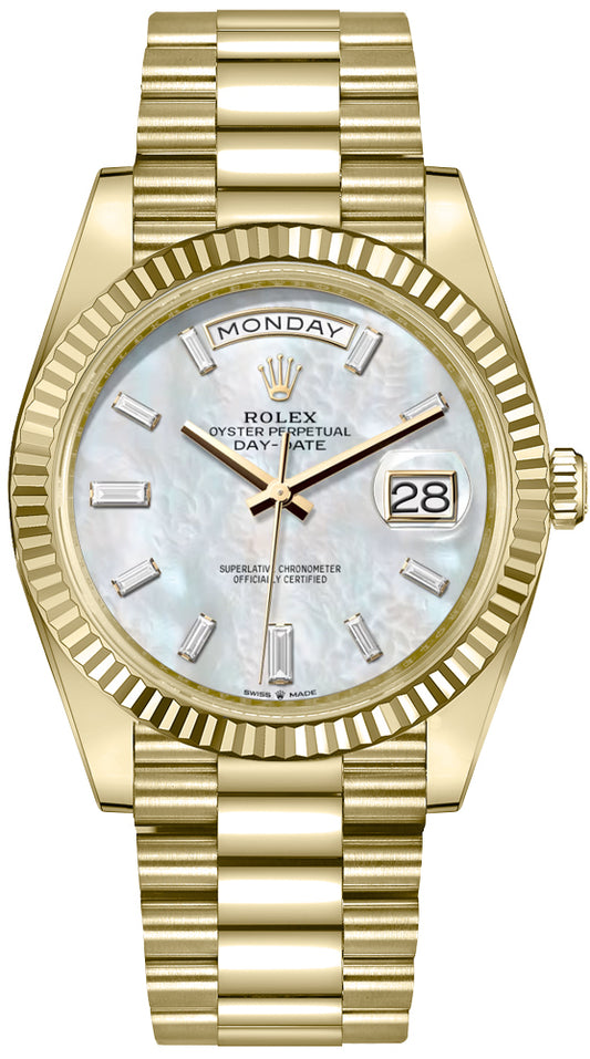 Rolex Day-Date 40 White Mother of Pearl Dial Men's Watch 228238-0071