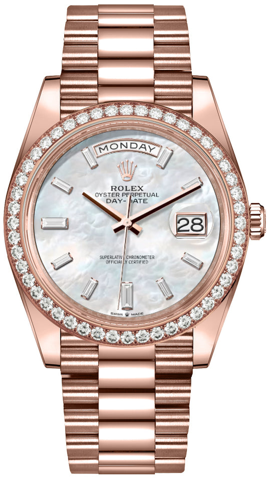 Rolex Day-Date 40 White Mother of Pearl Dial Men's Watch 228345RBR-0026