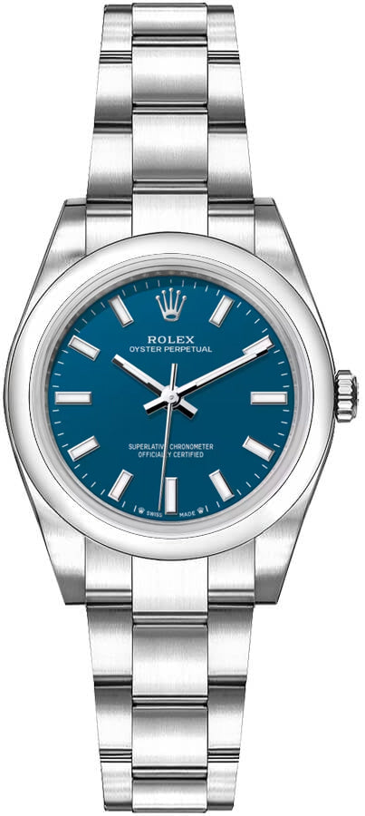 Rolex Oyster Perpetual Blue Dial Stainless Steel Women's Watch 28 276200-0011