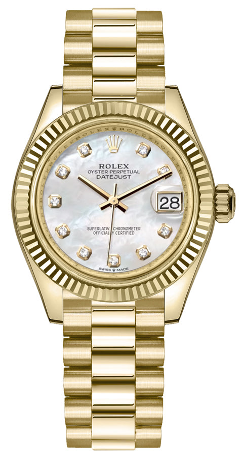 Rolex Datejust 31 Mother of Pearl Yellow Gold Women's Watch 278278-0010