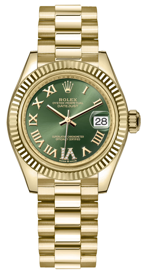 Rolex Datejust 31 18k Yellow Gold President Bracelet Women's Watch 278278-0030