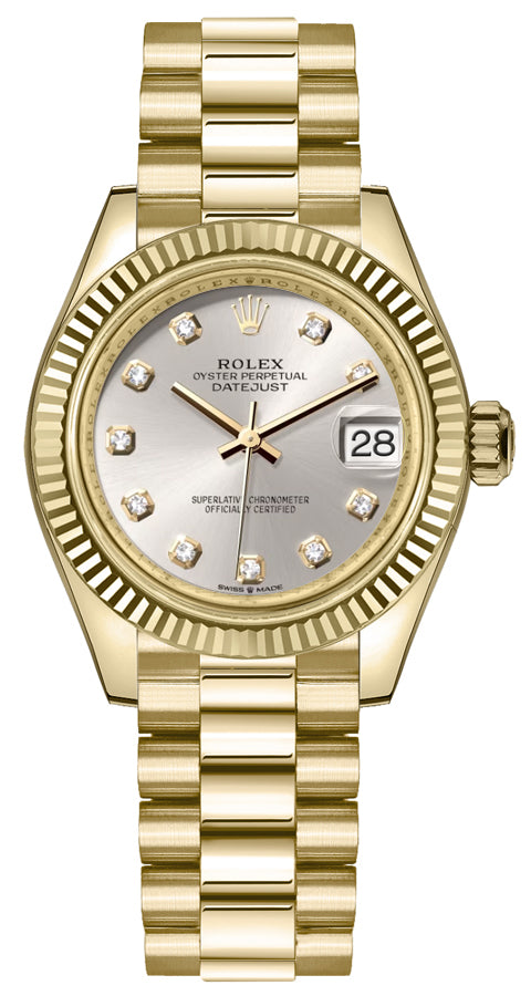 Rolex Datejust 31 18k Yellow Gold Fluted Bezel Women's Watch 278278-0034