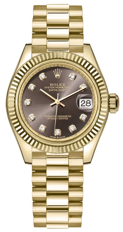 Rolex Datejust 31 Fluted Bezel President Bracelet Women's Watch 278278-0036
