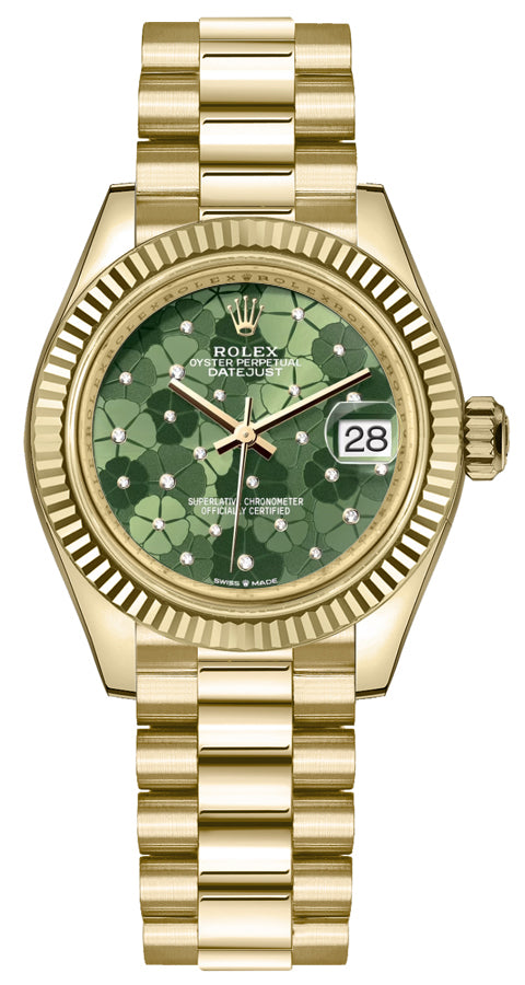 Rolex Datejust 31 Olive Green Floral Motif Dial Women's Watch 278278-0046