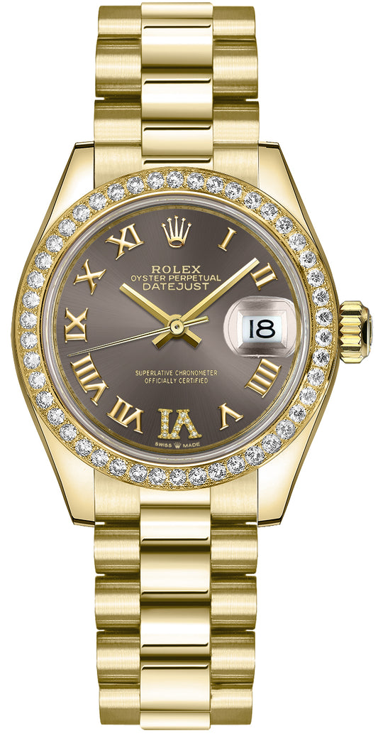 Rolex Datejust 31 18k Gold President Bracelet Women's Watch 278288RBR-0026
