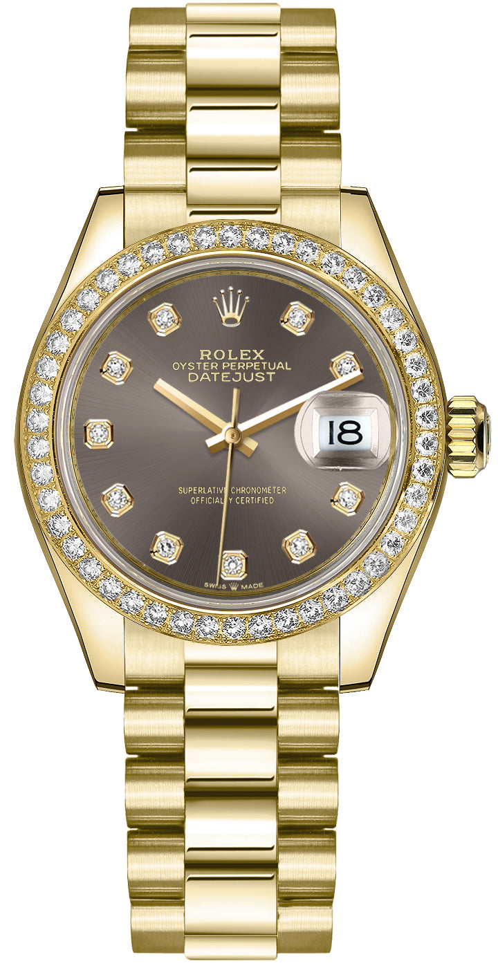 Rolex Datejust 31 Diamond Bezel 18k Gold Women's Watch 278288RBR-0030