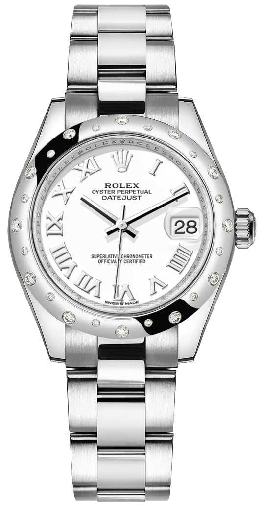 Rolex Datejust 31 White Dial Diamond Bezel Woman's Watch 278344RBR-0011