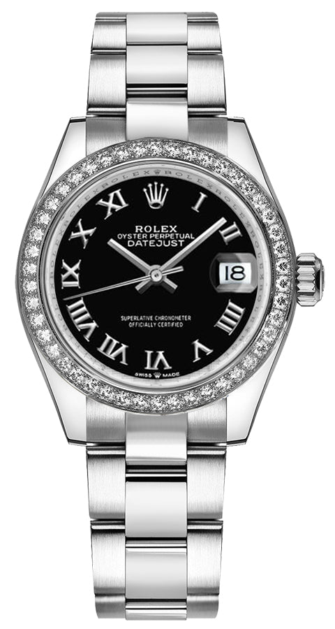 Rolex Datejust 31 Black Dial Diamond Bezel Women's Watch 278384RBR-0001