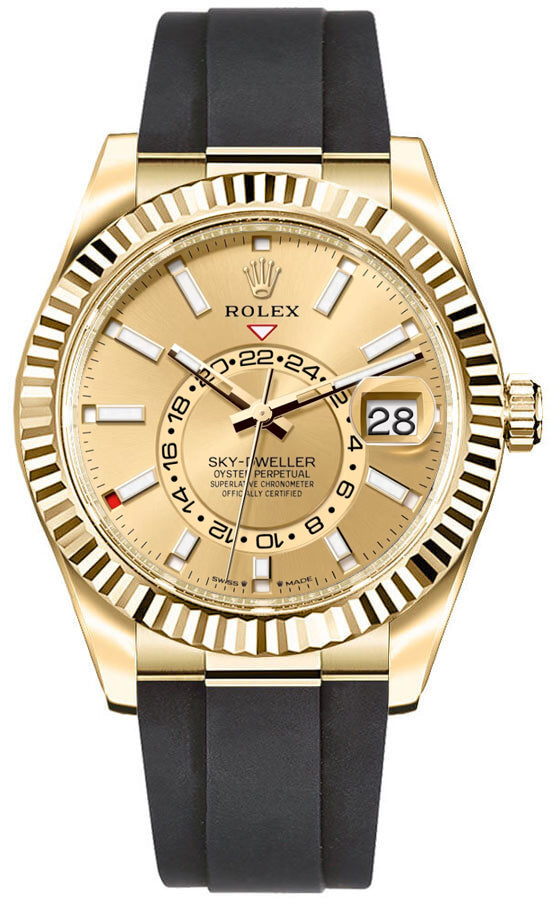 Rolex Sky-Dweller 18k Yellow Gold Champagne Dial Men's Watch 336238-0001