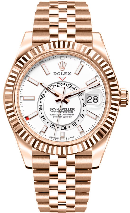 Rolex Sky-Dweller Intense White Dial Jubilee Bracelet Men's Watch 336935-0007