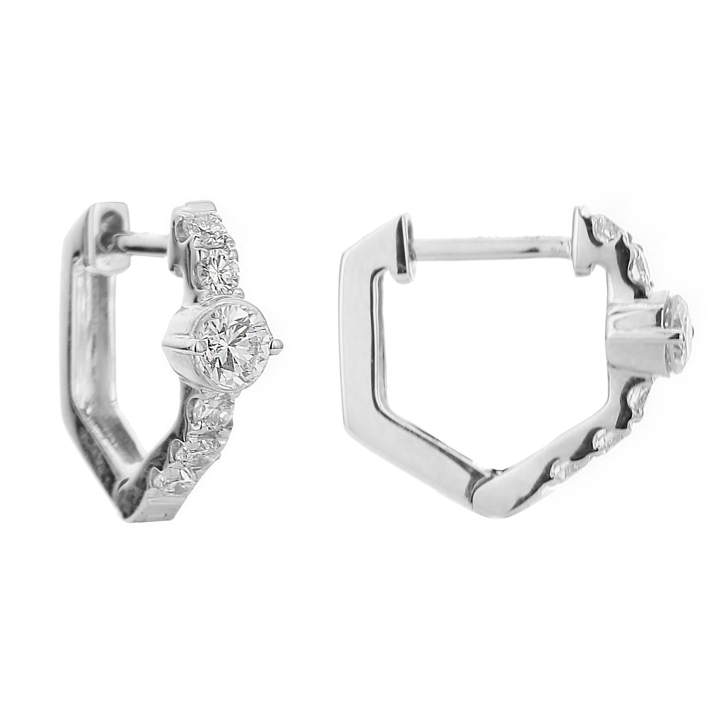 18K White Gold Diamond Hoop Earrings (.45 Ct. Tw.)
