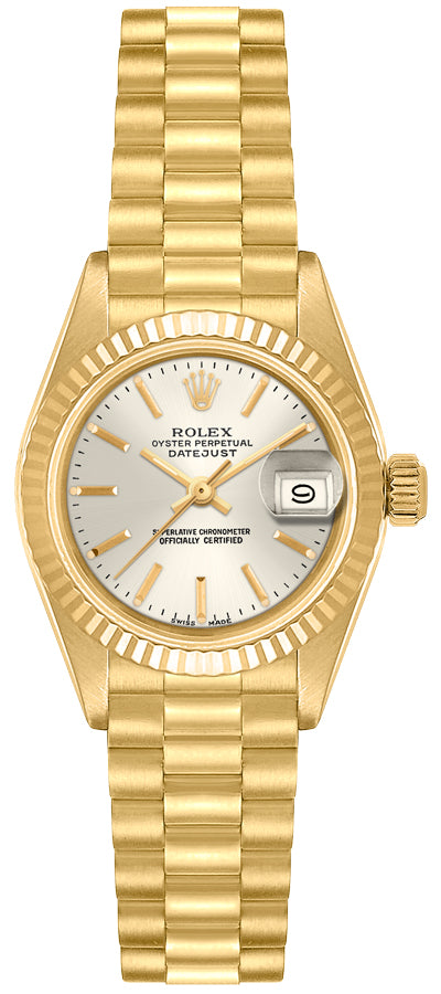 Rolex Lady-Datejust 26 Fluted Bezel President Bracelet Women's Watch 69178
