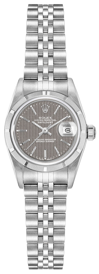 Rolex Oyster Perpetual 26 Date Rhodium Tapestry Dial Women's Watch 69190