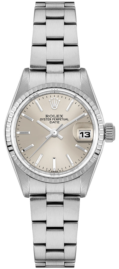 Rolex Oyster Perpetual Date Silver Dial Stainless Steel Women's Watch 69240