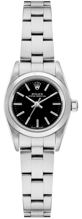 Rolex Oyster Perpetual 24 Black Dial Steel Women's Watch 76080