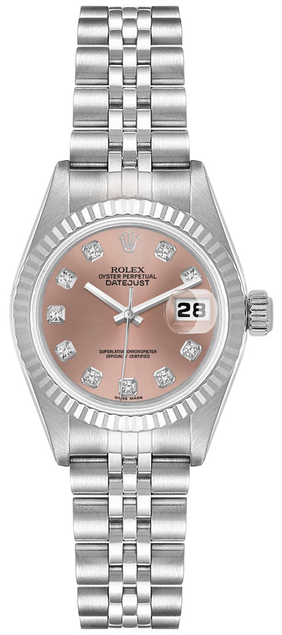Rolex Lady-Datejust 26 Pink Diamond Dial Fluted Bezel Women's Watch 79174