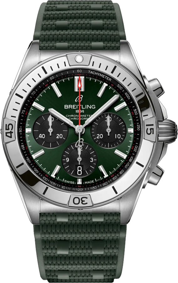 Breitling Chronomat B01 42 Green Rubber Strap Men's Watch AB0134101L2S1