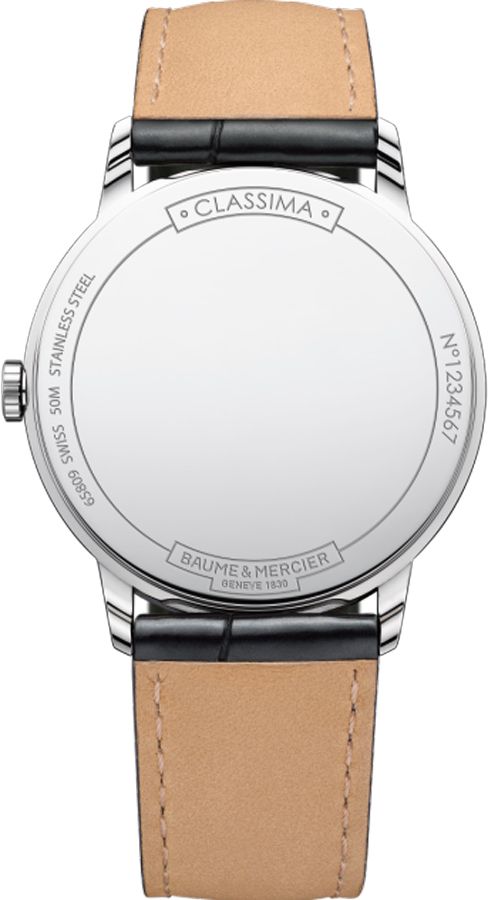 Baume & Mercier Classima White Dial Steel & Black Leather 40mm Men's Watch 10323