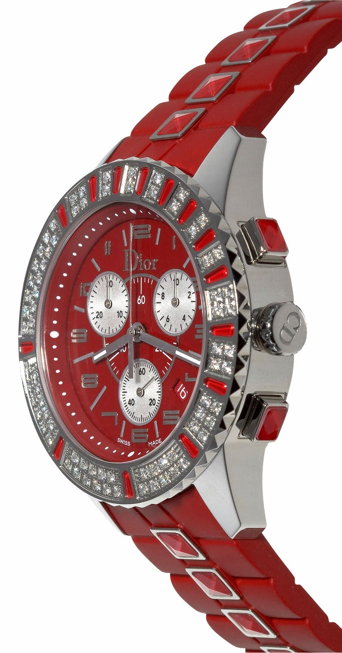 Christian Dior Christal Red Dial & Diamond Women's Luxury Watch CD11431BR001