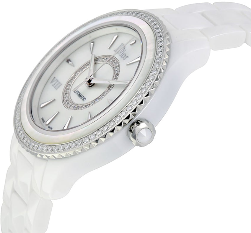 Christian Dior VIII White Ceramic Diamond Luxury Women's Watch CD1245E9C001
