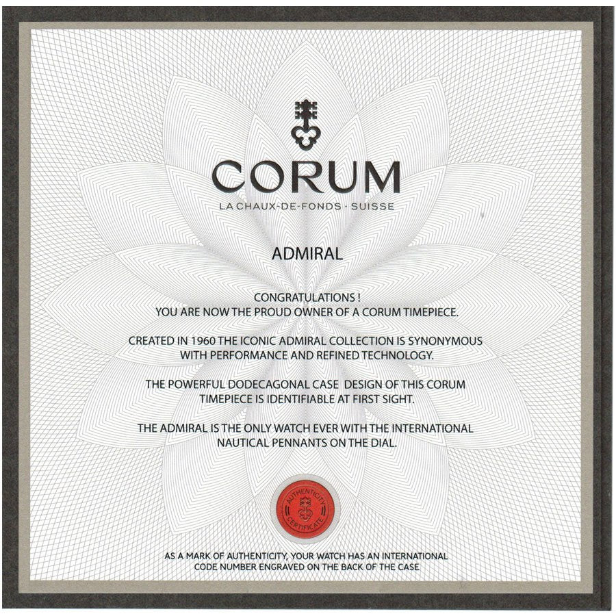 Corum Admiral Legend 47 Black Dial Men's Watch 403.100.04/F371 AN10
