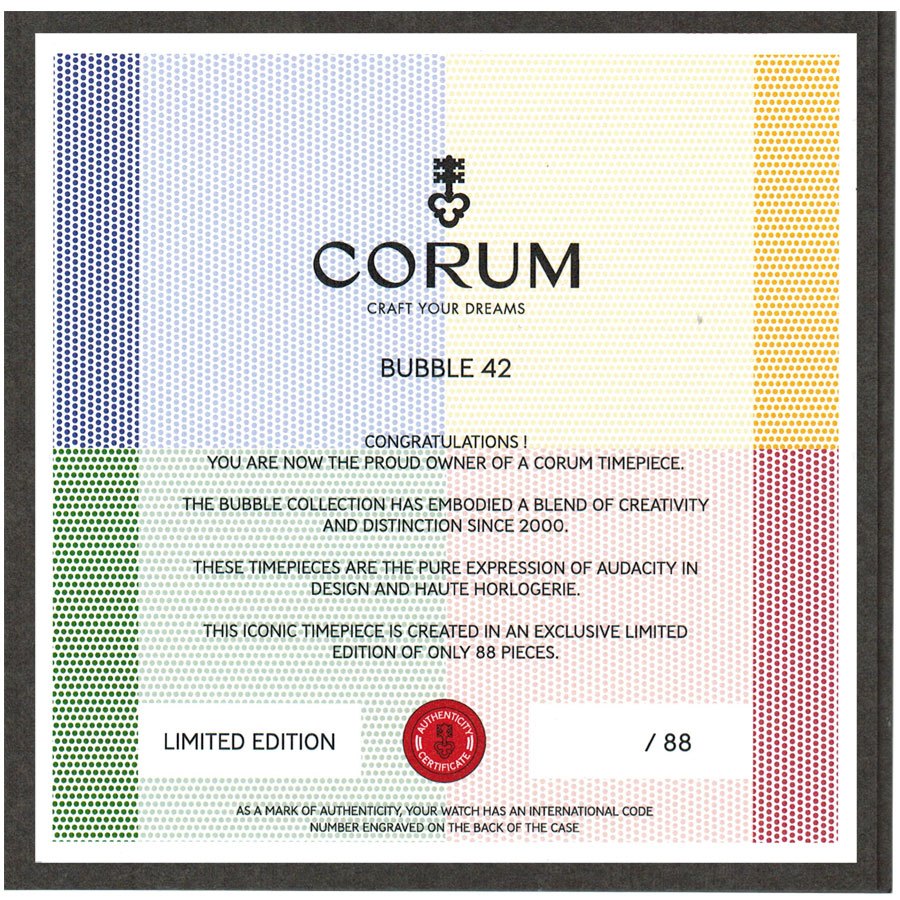 Corum Bubble 42 4 Colors Women's Watch 082.410.20/0379 QU02