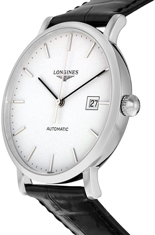 Longines Elegant Collection White Dial Black Leather 39mm Men's Watch L4.910.4.12.2