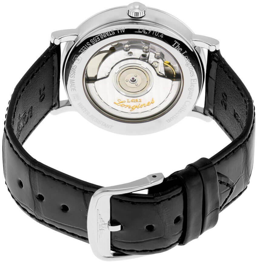 Longines Elegant Collection White Dial Black Leather 39mm Men's Watch L4.910.4.12.2
