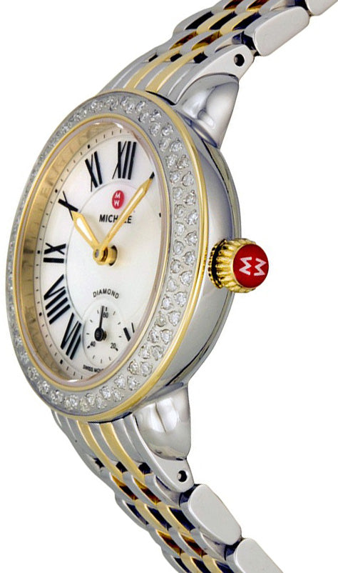 Michele Serein 12 Pearl White Dial Yellow Gold & Diamond Ladies Watch MWW21E000007