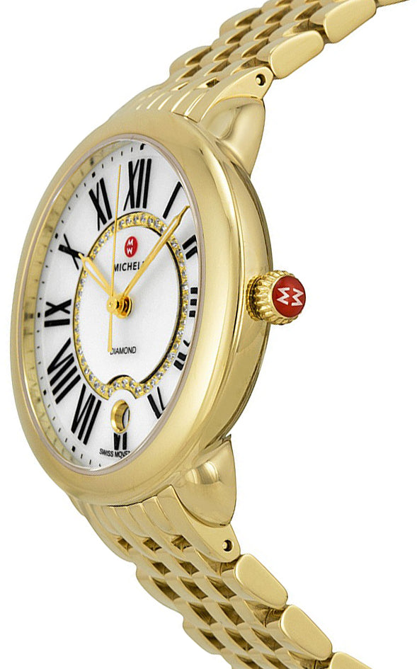Michele Serein Mid Gold Diamond Dial Women's Watch MWW21B000017