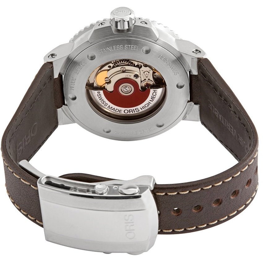 Oris Aquis Date Black Dial Brown Strap Men's Watch 73377304124LS