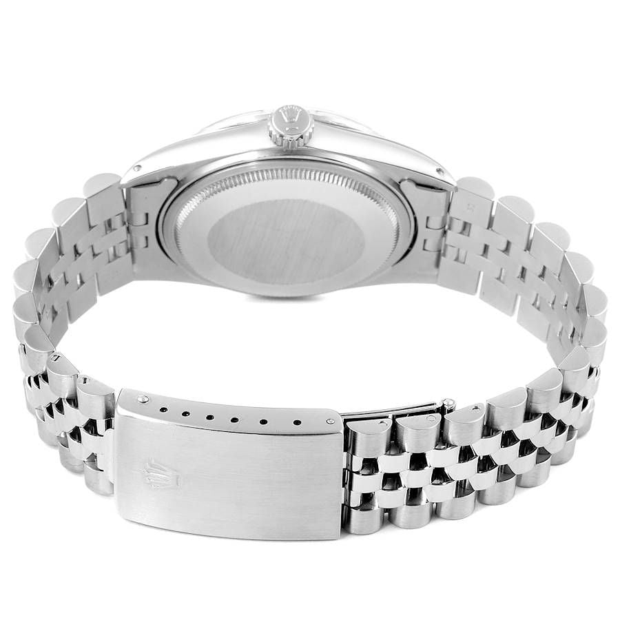 Rolex Datejust 36 Silver Linen Dial Engine Turned Bezel Unisex Watch 16030