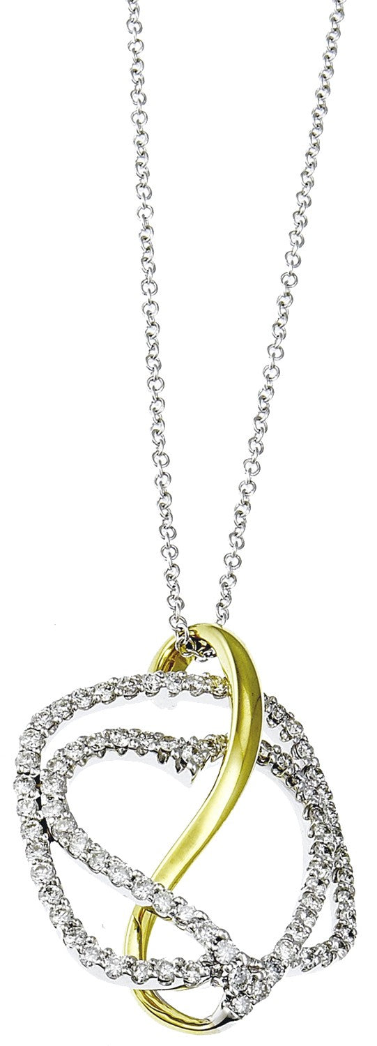Diamond Pendant, .60 Carat Diamonds on 14K White & Yellow Gold