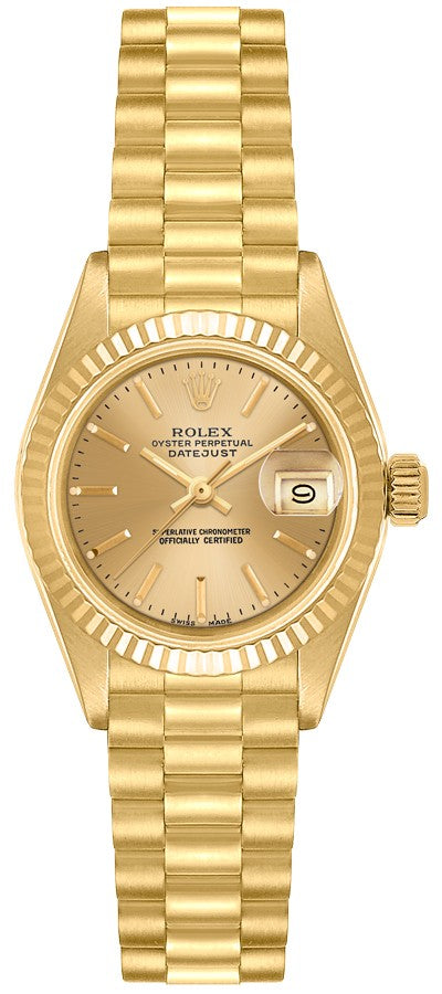 Rolex Lady-Datejust 26 Yellow Gold Fluted Bezel Women's Watch 79178