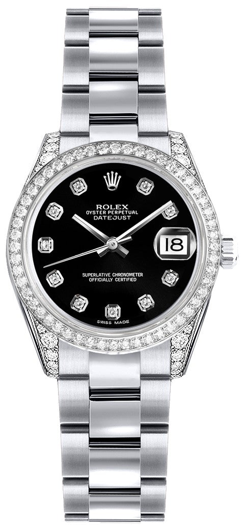 Rolex Lady-Datejust 26 Black Diamond Dial Women's Watch 179159