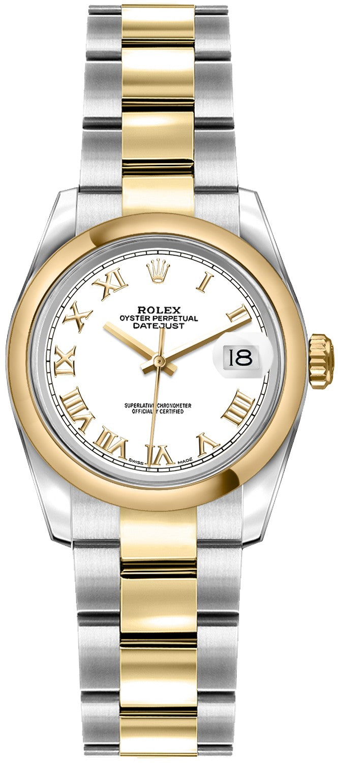 Rolex Lady-Datejust 26 White Roman Numeral Dial Women's Watch 179163