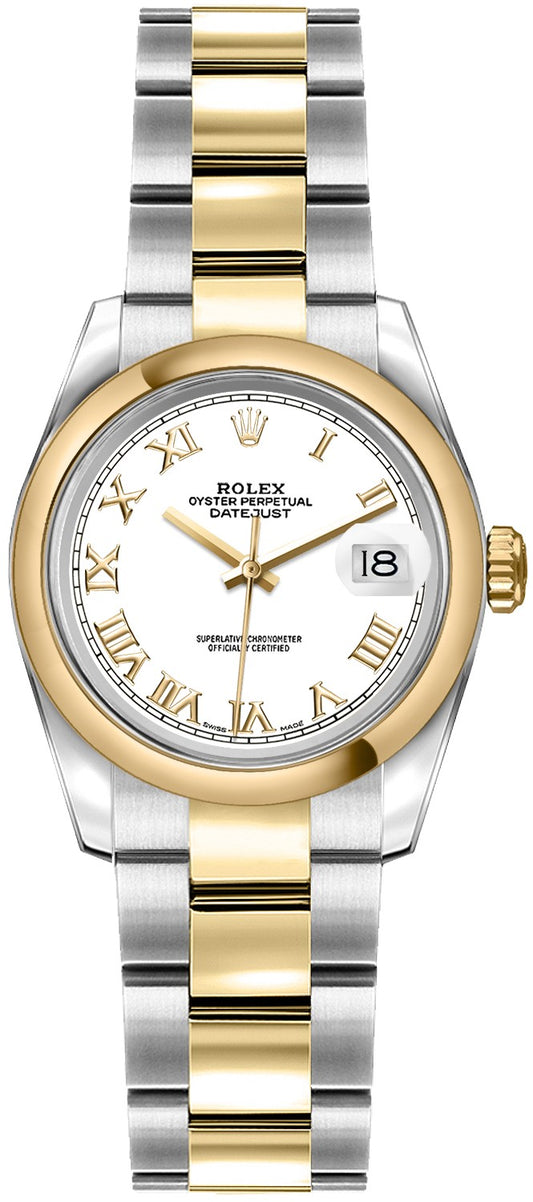 Rolex Lady-Datejust 26 White Roman Numeral Dial Women's Watch 179163