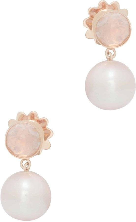 Mimi Milano 18k Rose Gold Pink Quartz Pearl Earrings O076A017-41
