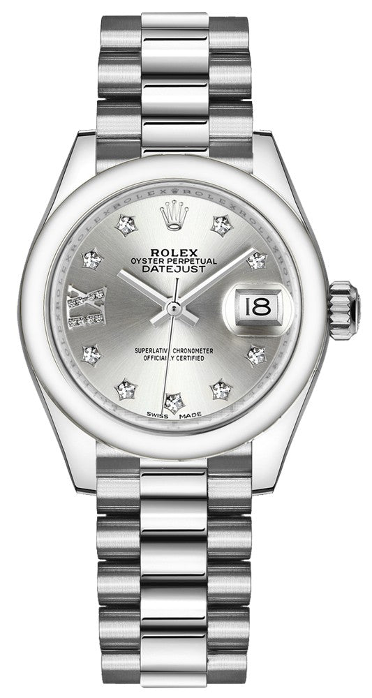 Rolex Lady-Datejust 28 Silver Dial Women's Watch 279166-0001