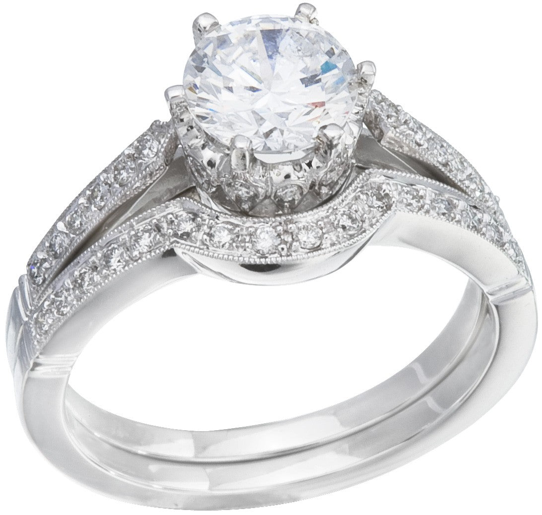 Diamond Wedding Ring Set, .23 Carat Diamonds on 14K White Gold