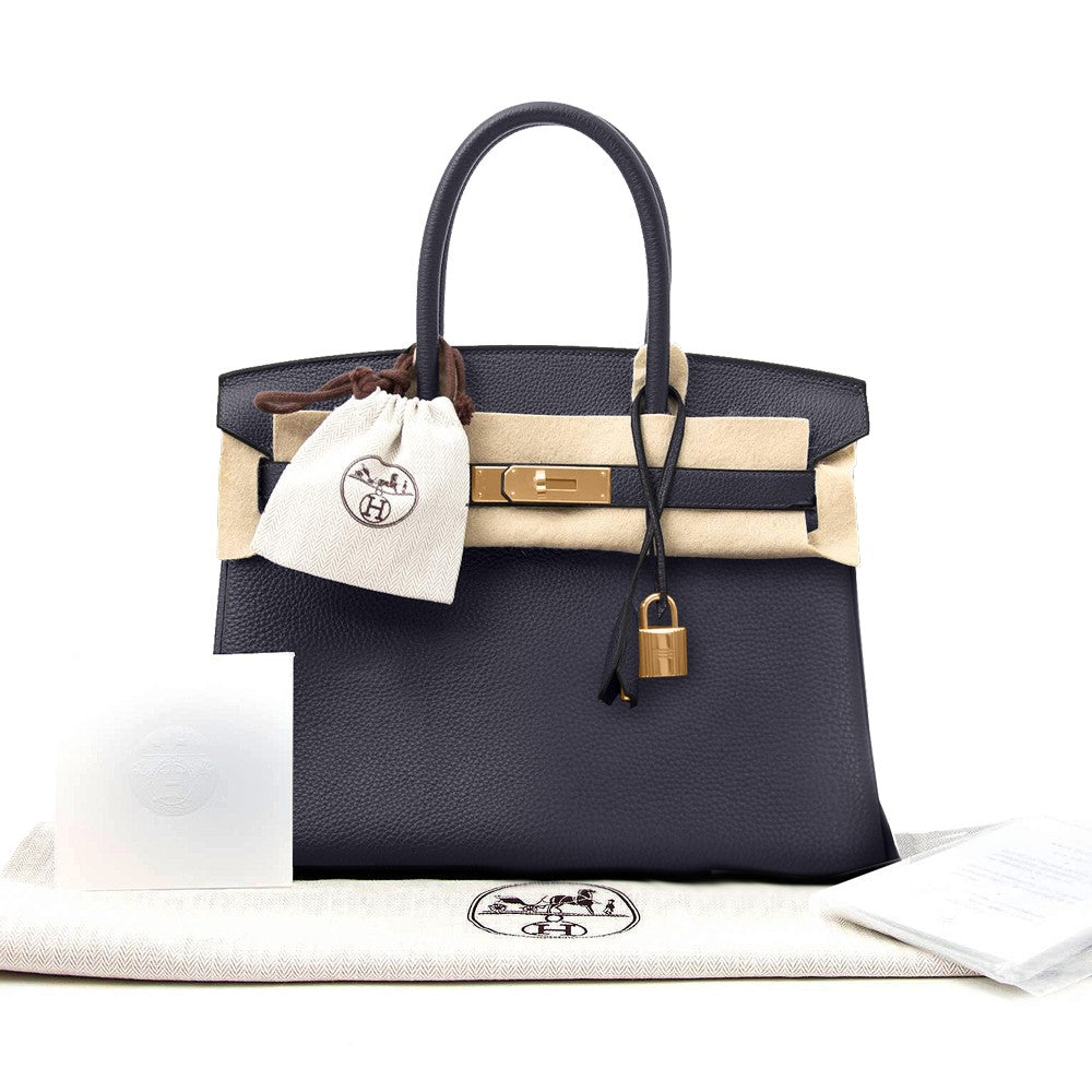 Hermes Birkin Togo 30 Blue Nuit Women's Handbag
