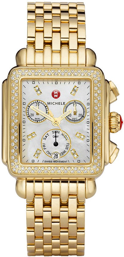 Michele Deco Pearl Gold Diamonds Women's Watch MWW06P000100