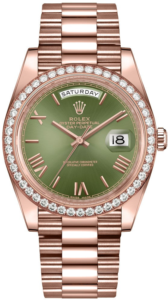 Rolex Day-Date 40 Olive Green Dial Men's Watch 228345RBR-0011