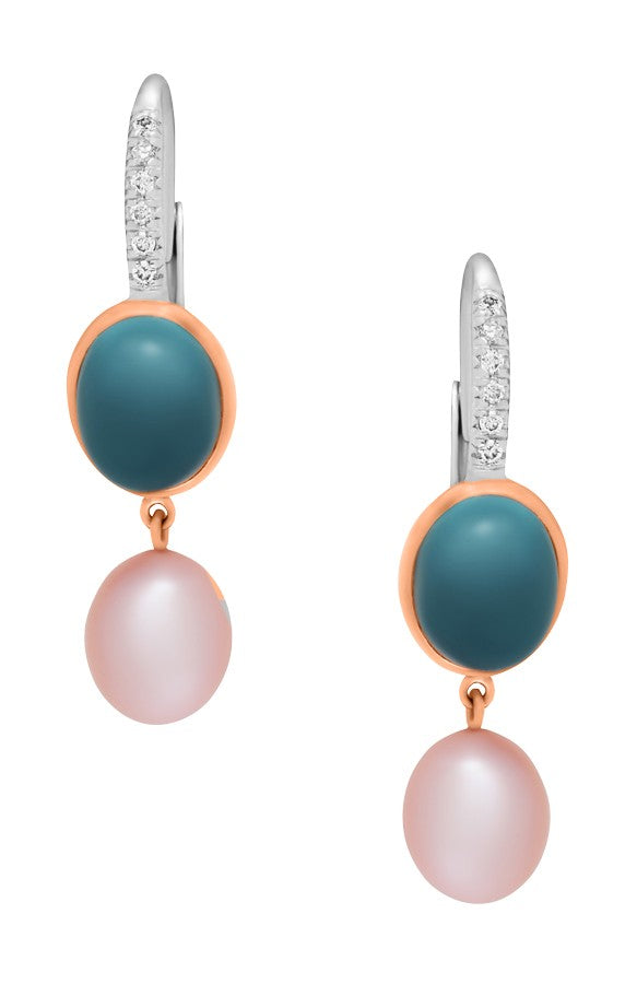 Mimi Milano 18k Rose & White Gold Topaz Diamond Earrings O299C3TB