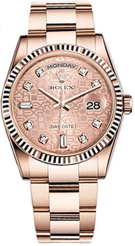 Rolex Day-Date 36 Pink Diamond Gold Watch 118235-0057