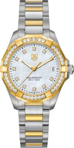 Tag Heuer Aquaracer Pearl Dial Diamond & Gold Women's Watch WAY1353.BD0917
