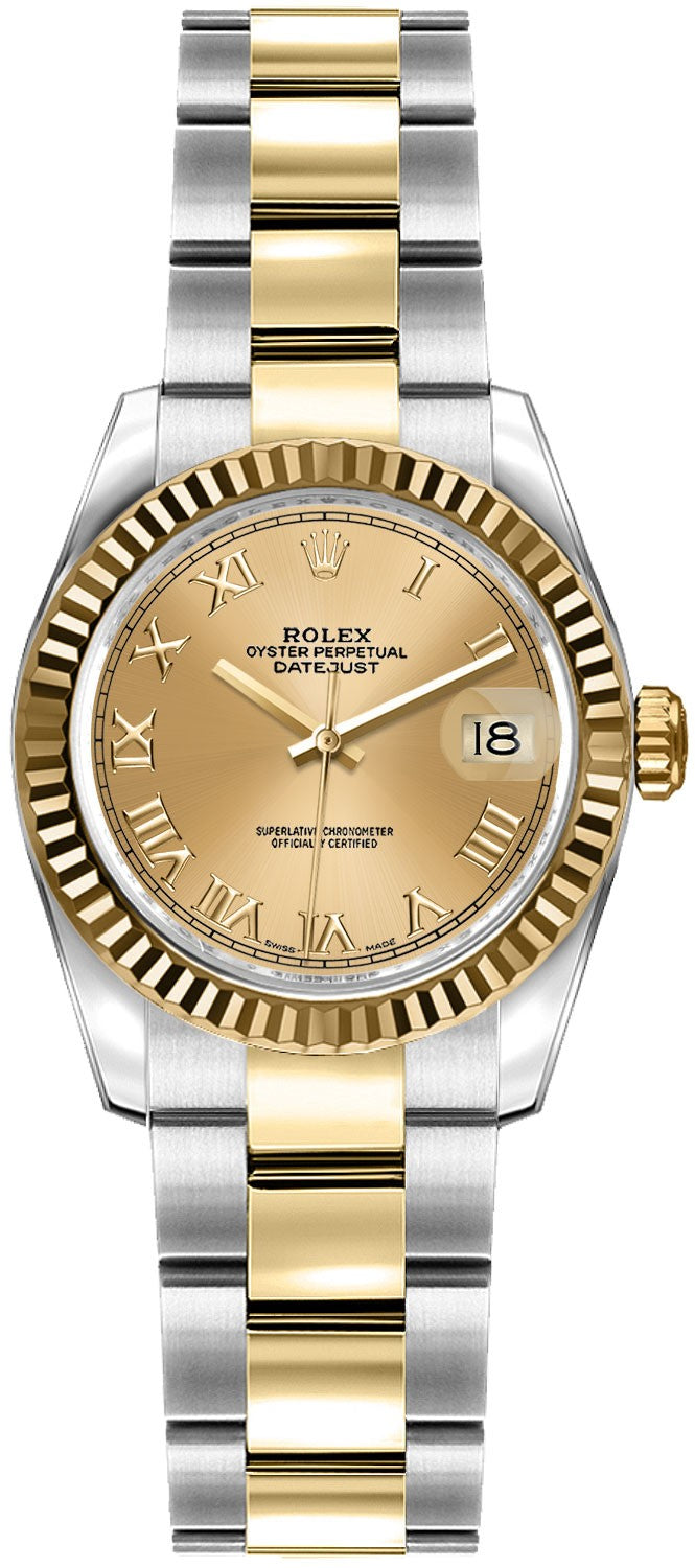 Rolex Lady-Datejust 26 Oyster Bracelet Roman Numeral Dial Watch 179173-0186