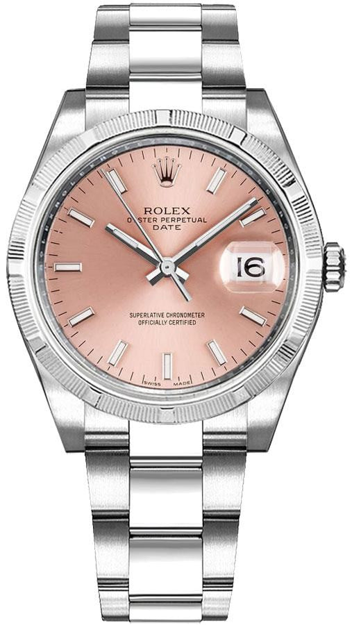Rolex Oyster Perpetual Date 34 Pink Dial Swiss Automatic Watch 115210